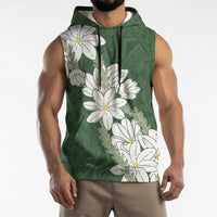 Ia Orana Tahiti Tiare Sleeveless Hoodie Sage Green Lei - Polynesian Pride