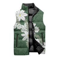 Ia Orana Tahiti Tiare Sleeveless Puffer Jacket Sage Green Lei - Polynesian Pride