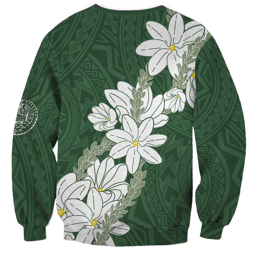 Ia Orana Tahiti Tiare Sweatshirt Sage Green Lei - Polynesian Pride