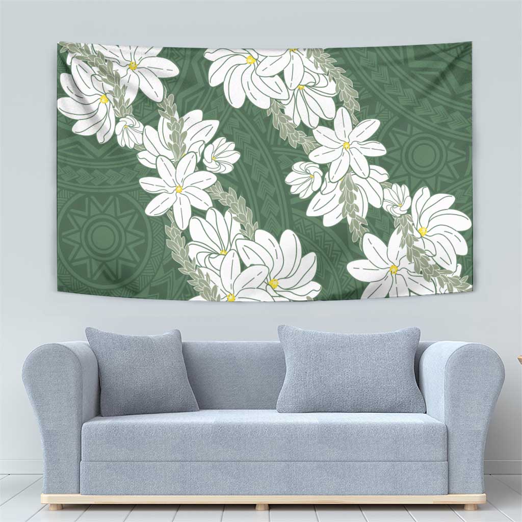 Ia Orana Tahiti Tiare Tapestry Sage Green Lei - Polynesian Pride