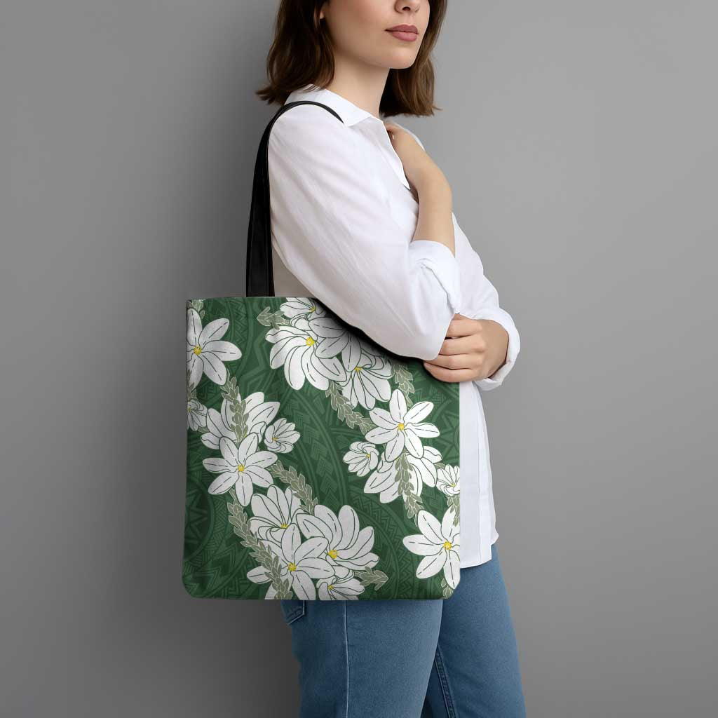 Ia Orana Tahiti Tiare Tote Bag Sage Green Lei - Polynesian Pride