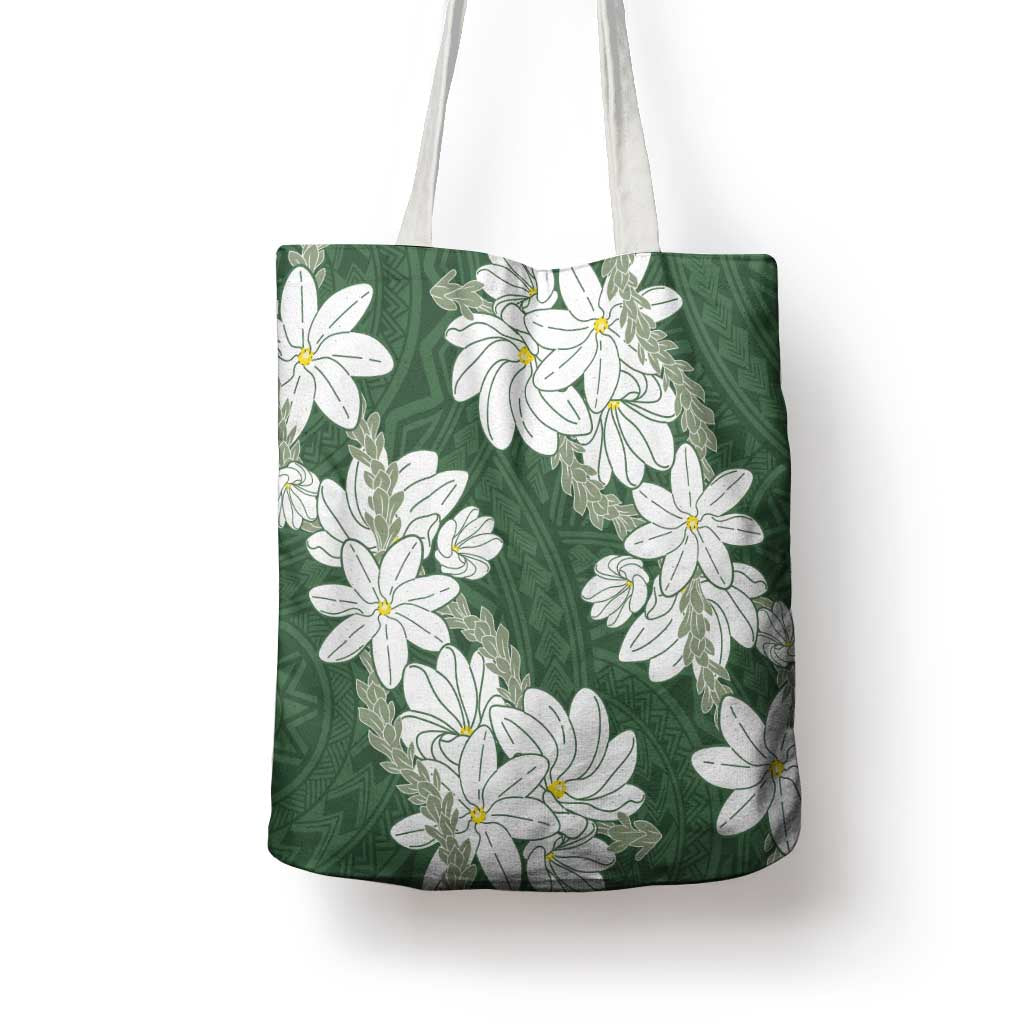 Ia Orana Tahiti Tiare Tote Bag Sage Green Lei - Polynesian Pride