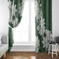 Ia Orana Tahiti Tiare Window Curtain Sage Green Lei - Polynesian Pride