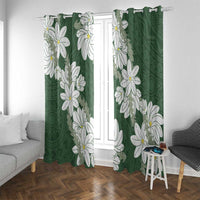 Ia Orana Tahiti Tiare Window Curtain Sage Green Lei - Polynesian Pride
