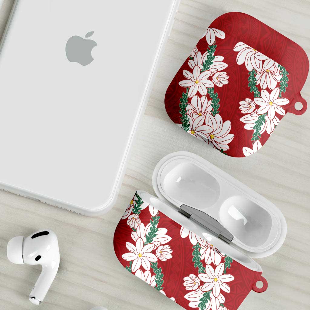 Ia Orana Tahiti Tiare AirPods Case Crimson Lei - Polynesian Pride
