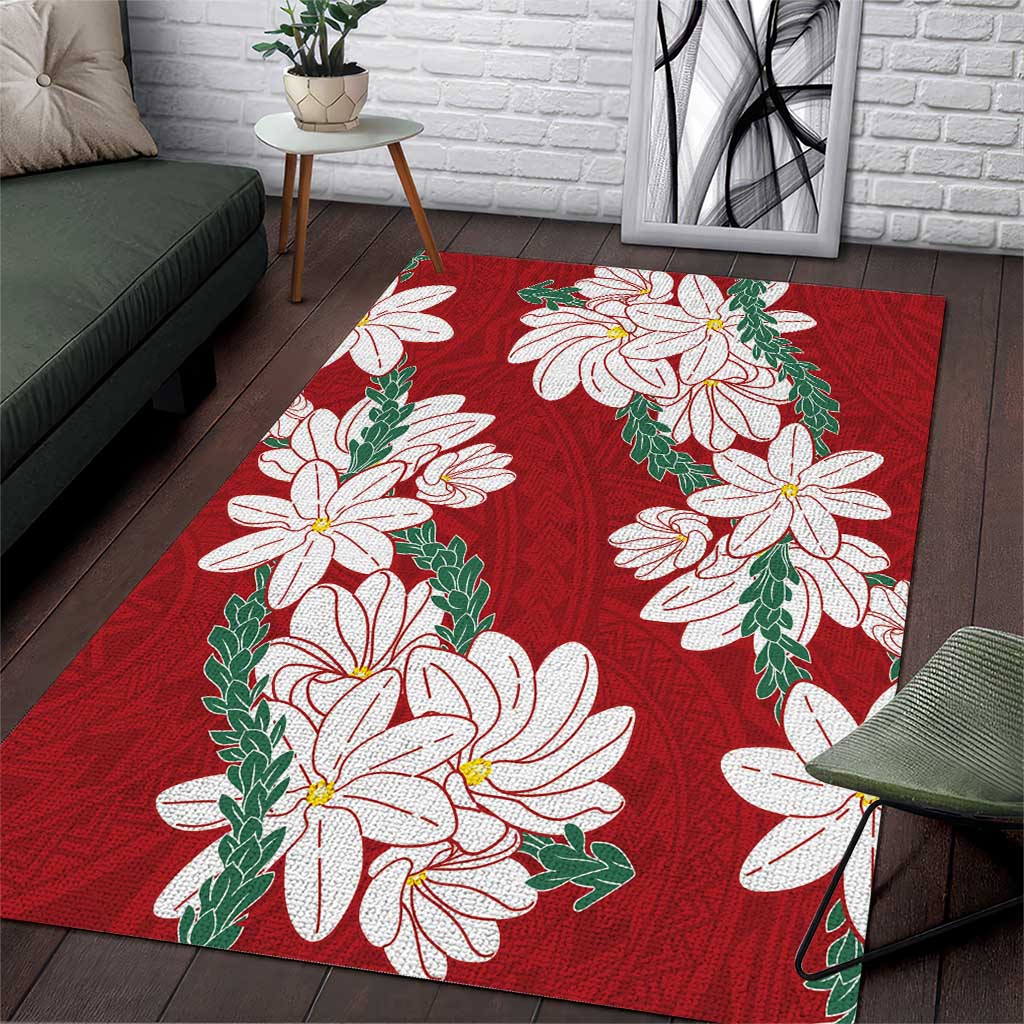 Ia Orana Tahiti Tiare Area Rug Crimson Lei - Polynesian Pride