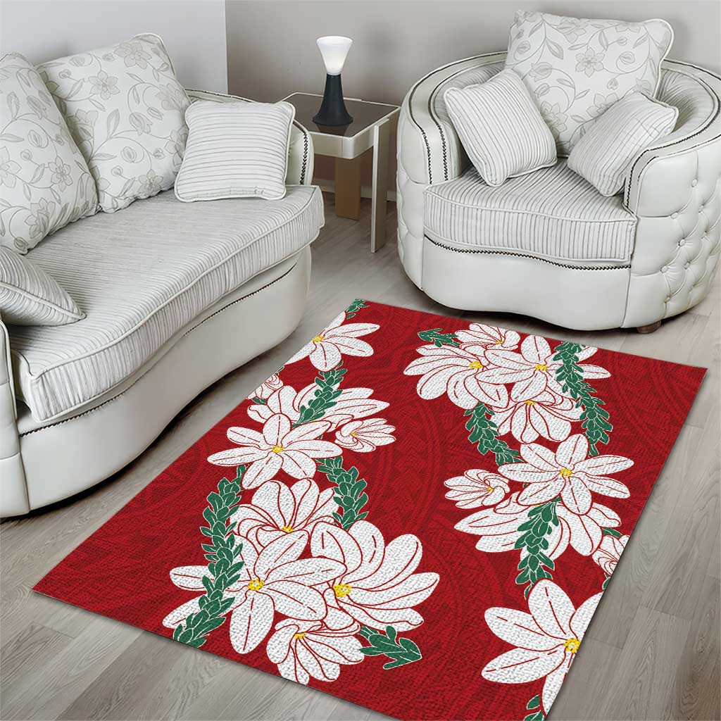 Ia Orana Tahiti Tiare Area Rug Crimson Lei - Polynesian Pride