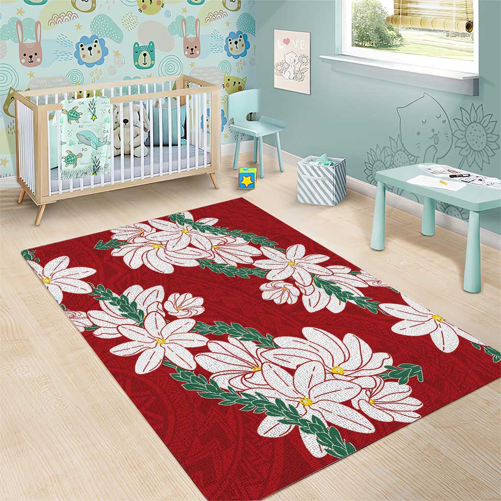 Ia Orana Tahiti Tiare Area Rug Crimson Lei - Polynesian Pride