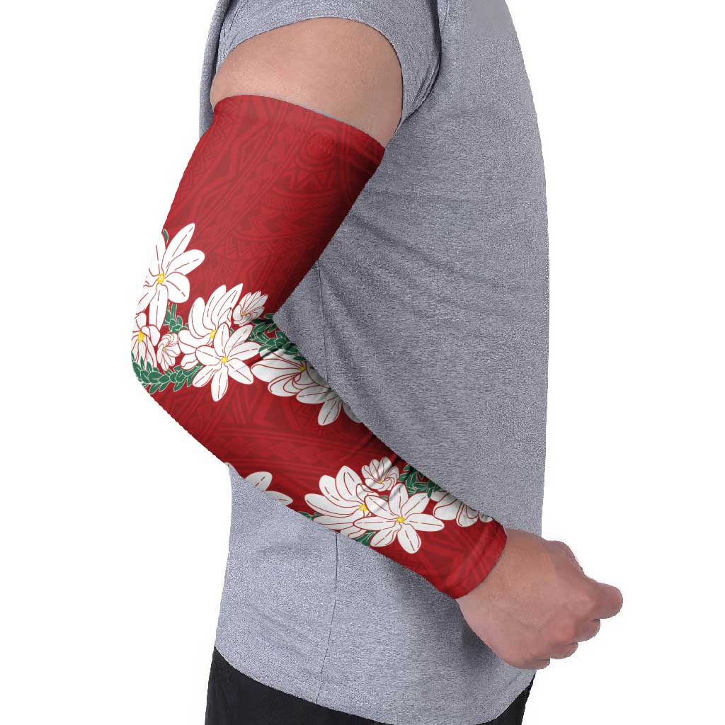Ia Orana Tahiti Tiare Arm Sleeves Crimson Lei - Polynesian Pride