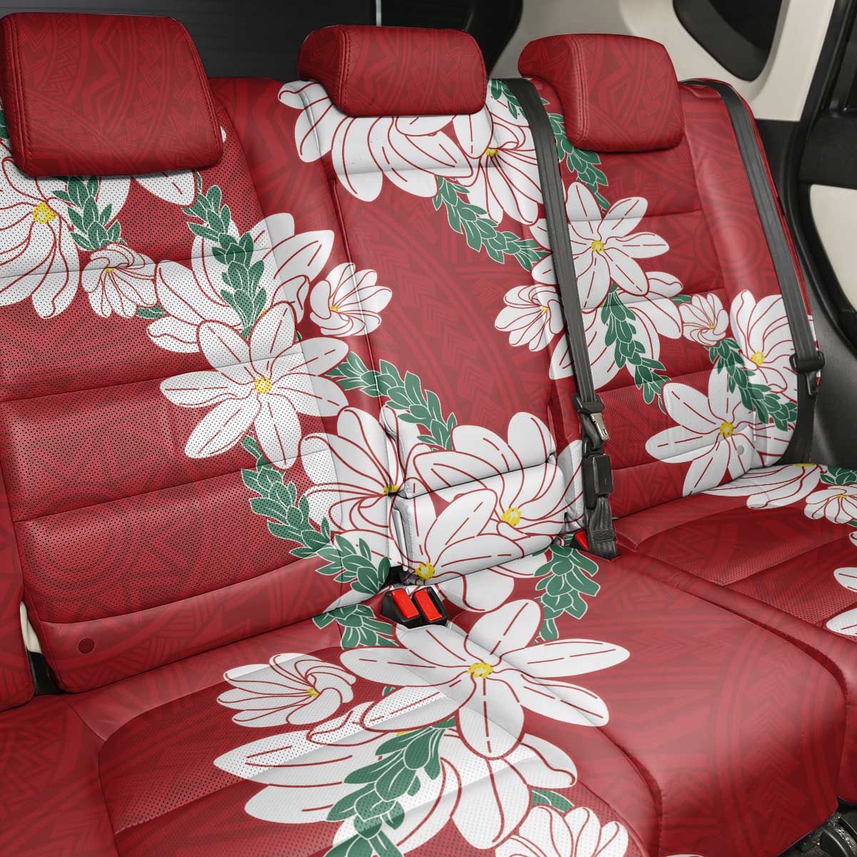Ia Orana Tahiti Tiare Back Car Seat Cover Crimson Lei - Polynesian Pride