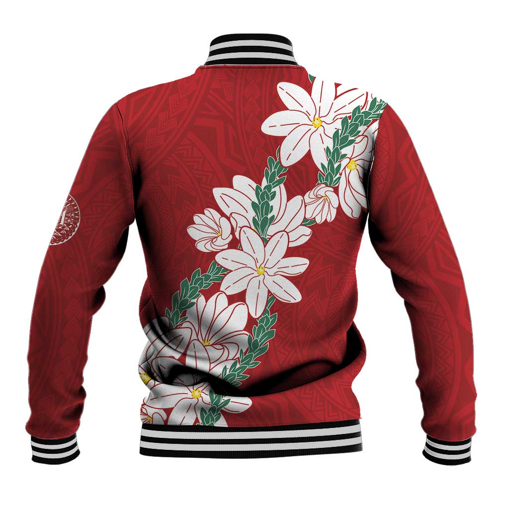 Ia Orana Tahiti Tiare Baseball Jacket Crimson Lei - Polynesian Pride