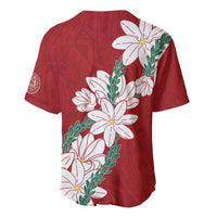 Ia Orana Tahiti Tiare Baseball Jersey Crimson Lei - Polynesian Pride