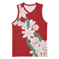 Ia Orana Tahiti Tiare Basketball Jersey Crimson Lei - Polynesian Pride