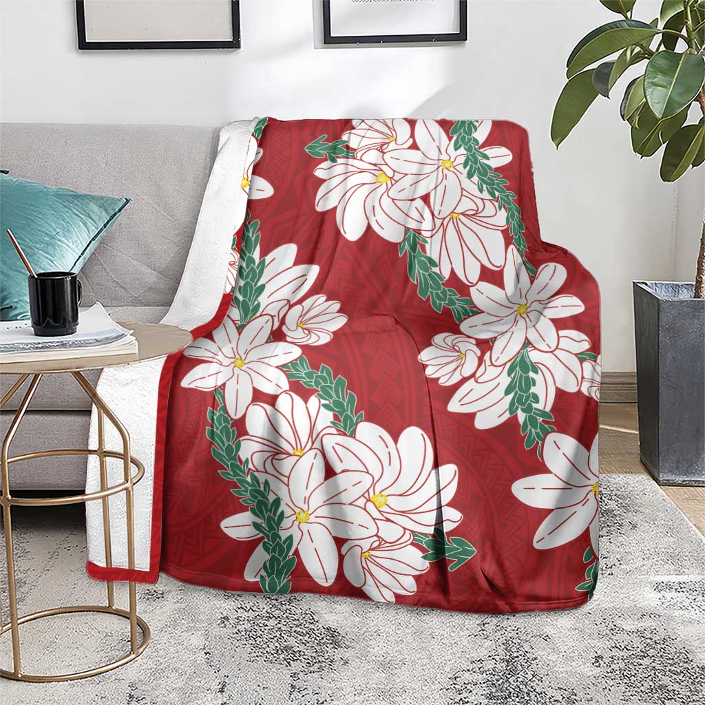 Ia Orana Tahiti Tiare Blanket Crimson Lei - Polynesian Pride