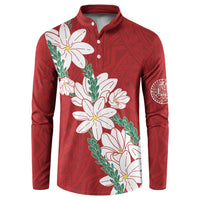 Ia Orana Tahiti Tiare Button Sweatshirt Crimson Lei - Polynesian Pride