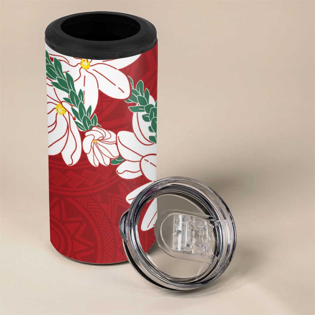 Ia Orana Tahiti Tiare 4 in 1 Can Cooler Tumbler Crimson Lei - Polynesian Pride