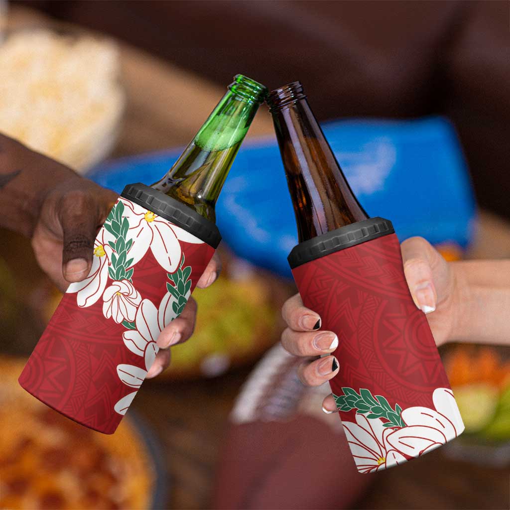 Ia Orana Tahiti Tiare 4 in 1 Can Cooler Tumbler Crimson Lei - Polynesian Pride