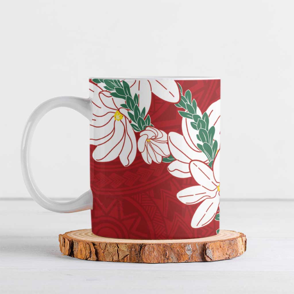 Ia Orana Tahiti Tiare Ceramic Mug Crimson Lei - Polynesian Pride