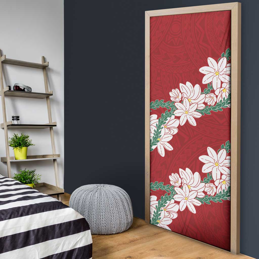 Ia Orana Tahiti Tiare Door Cover Crimson Lei - Polynesian Pride