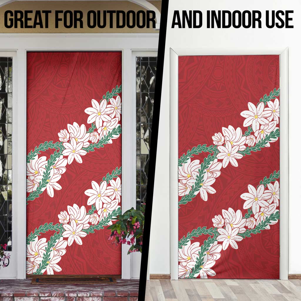 Ia Orana Tahiti Tiare Door Cover Crimson Lei - Polynesian Pride