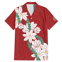 Ia Orana Tahiti Tiare Family Matching Mermaid Dress and Hawaiian Shirt Crimson Lei - Polynesian Pride