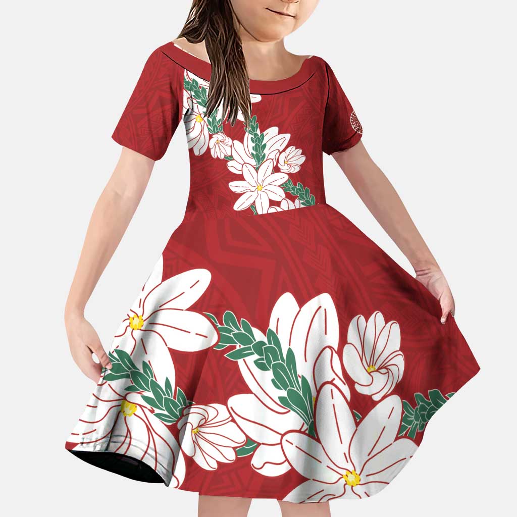 Ia Orana Tahiti Tiare Family Matching Puletasi and Hawaiian Shirt Crimson Lei - Polynesian Pride