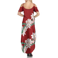 Ia Orana Tahiti Tiare Family Matching Summer Maxi Dress and Hawaiian Shirt Crimson Lei - Polynesian Pride