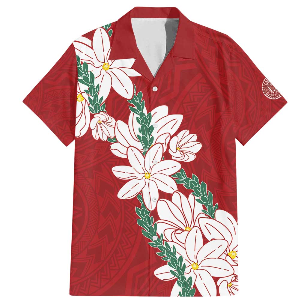 Ia Orana Tahiti Tiare Family Matching Tank Maxi Dress and Hawaiian Shirt Crimson Lei - Polynesian Pride