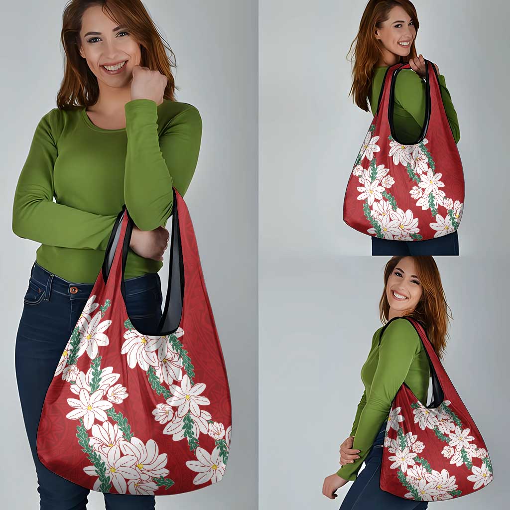Ia Orana Tahiti Tiare Grocery Bag Crimson Lei - Polynesian Pride