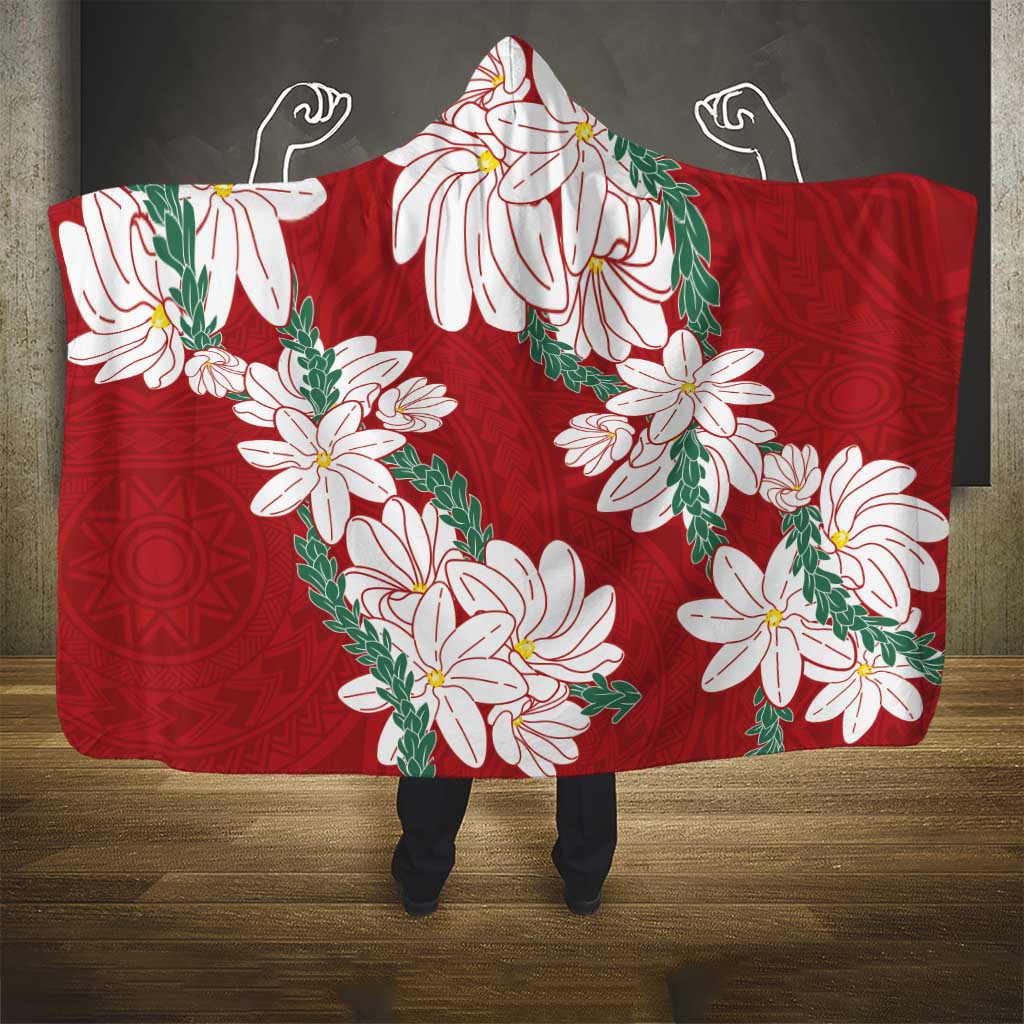 Ia Orana Tahiti Tiare Hooded Blanket Crimson Lei - Polynesian Pride