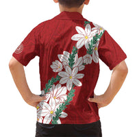 Ia Orana Tahiti Tiare Kid Hawaiian Shirt Crimson Lei - Polynesian Pride