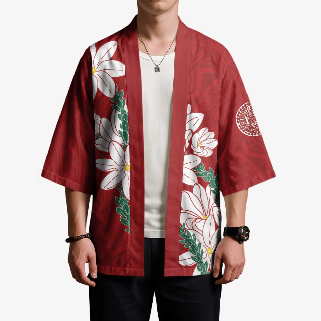 Ia Orana Tahiti Tiare Kimono Crimson Lei - Polynesian Pride