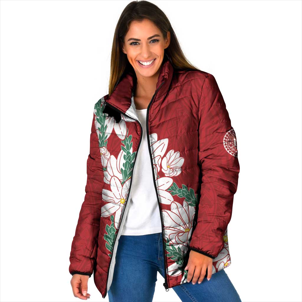 Ia Orana Tahiti Tiare Padded Jacket Crimson Lei - Polynesian Pride