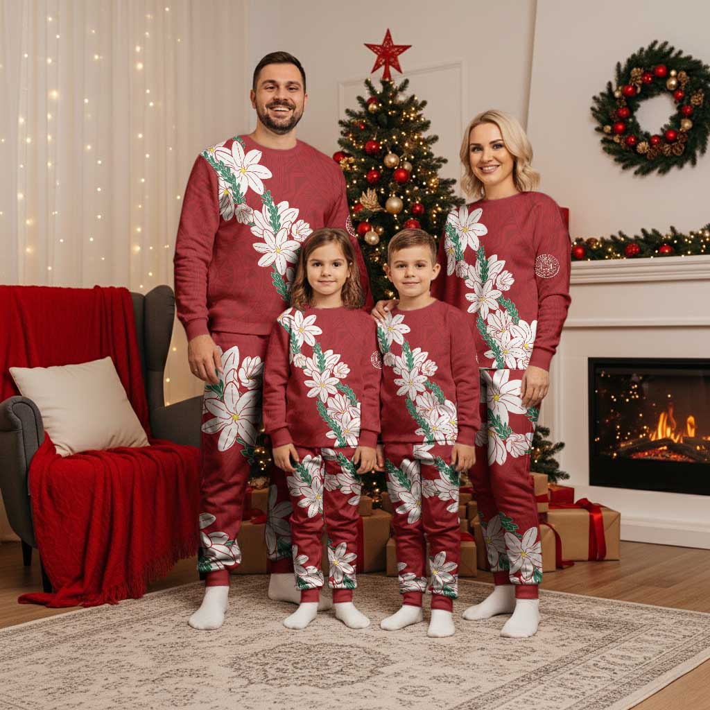 Ia Orana Tahiti Tiare Christmas Pajama Set Crimson Lei - Polynesian Pride