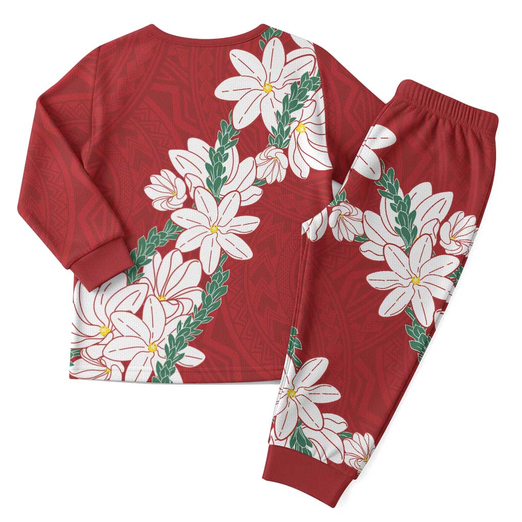 Ia Orana Tahiti Tiare Christmas Pajama Set Crimson Lei - Polynesian Pride