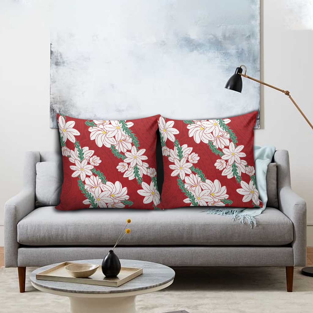 Ia Orana Tahiti Tiare Pillow Cover Crimson Lei - Polynesian Pride