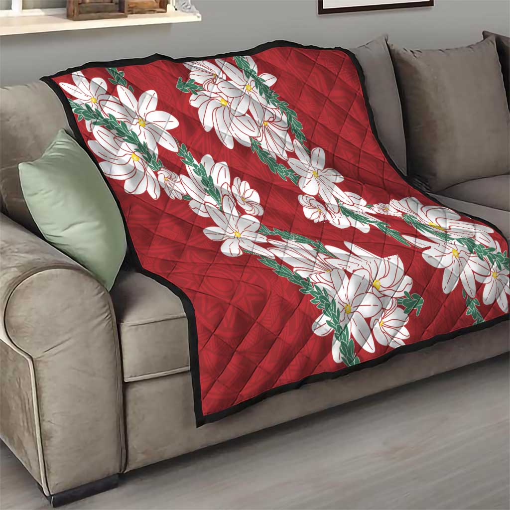 Ia Orana Tahiti Tiare Quilt Crimson Lei - Polynesian Pride