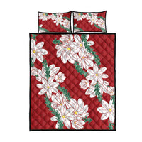 Ia Orana Tahiti Tiare Quilt Bed Set Crimson Lei - Polynesian Pride