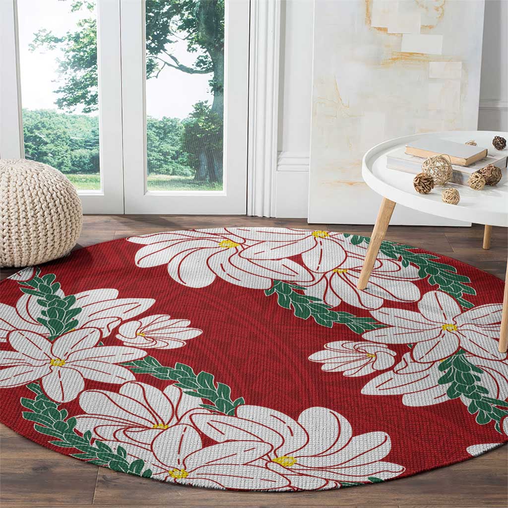 Ia Orana Tahiti Tiare Round Carpet Crimson Lei - Polynesian Pride