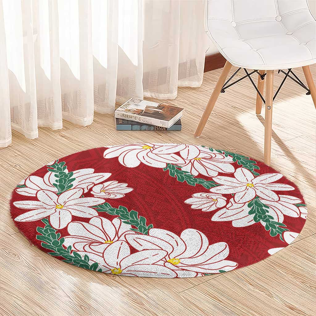 Ia Orana Tahiti Tiare Round Carpet Crimson Lei - Polynesian Pride