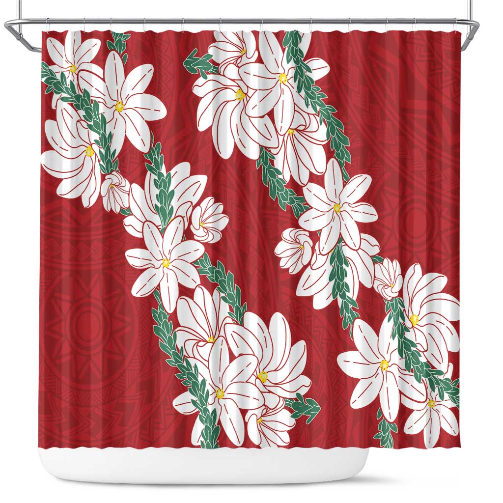 Ia Orana Tahiti Tiare Shower Curtain Crimson Lei - Polynesian Pride