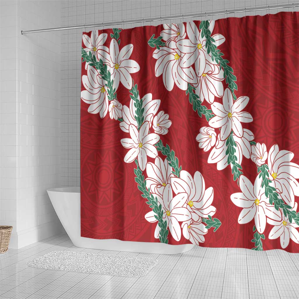 Ia Orana Tahiti Tiare Shower Curtain Crimson Lei - Polynesian Pride