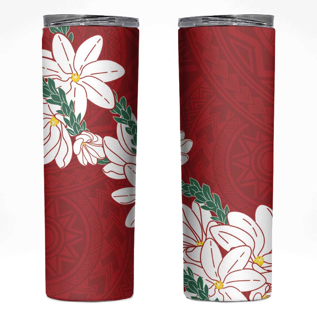 Ia Orana Tahiti Tiare Skinny Tumbler Crimson Lei - Polynesian Pride