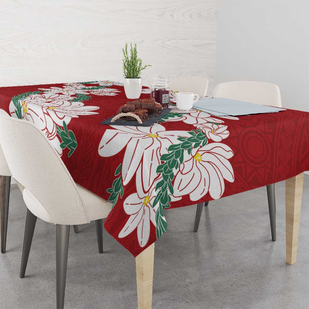 Ia Orana Tahiti Tiare Tablecloth Crimson Lei - Polynesian Pride