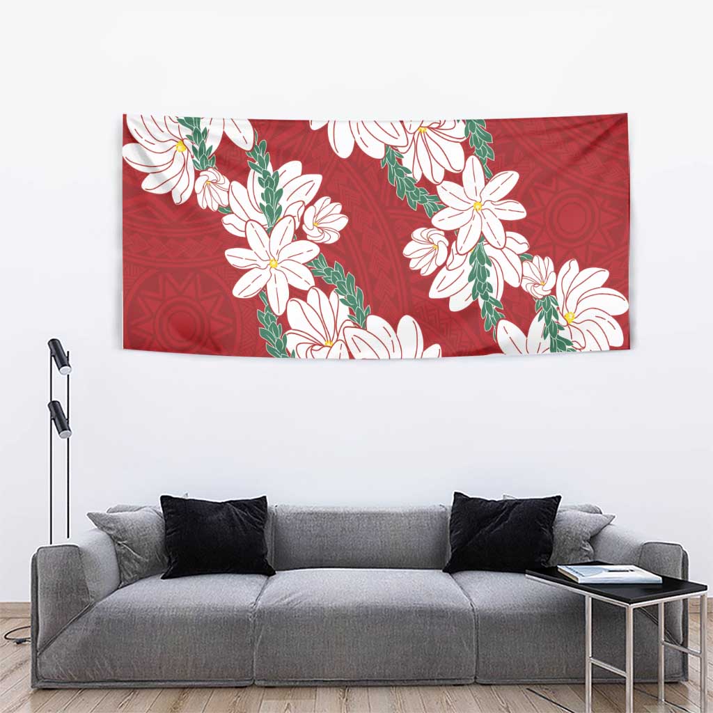 Ia Orana Tahiti Tiare Tapestry Crimson Lei - Polynesian Pride
