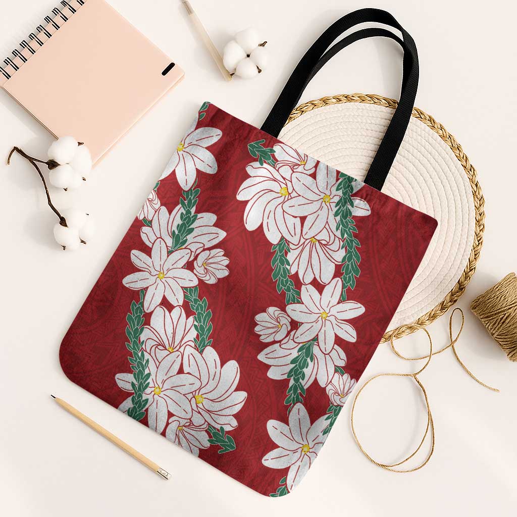 Ia Orana Tahiti Tiare Tote Bag Crimson Lei - Polynesian Pride