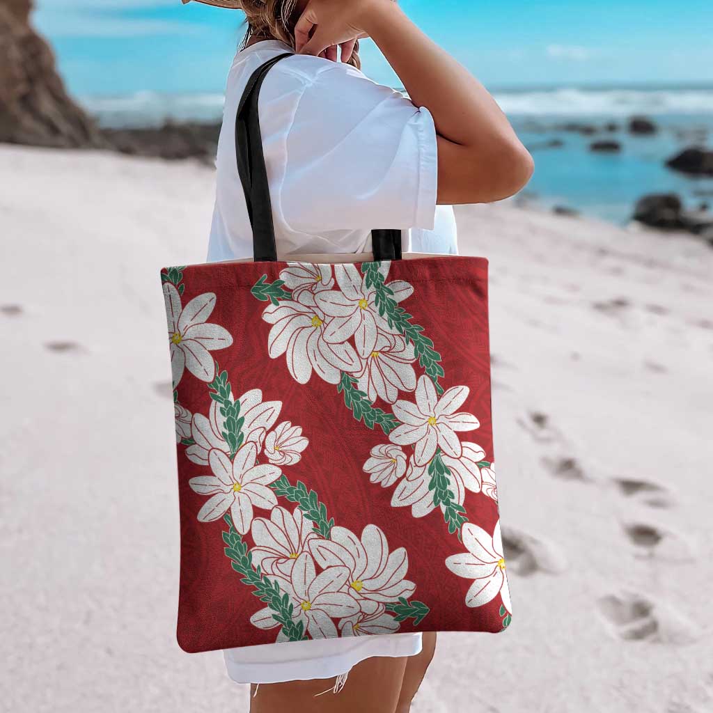 Ia Orana Tahiti Tiare Tote Bag Crimson Lei - Polynesian Pride