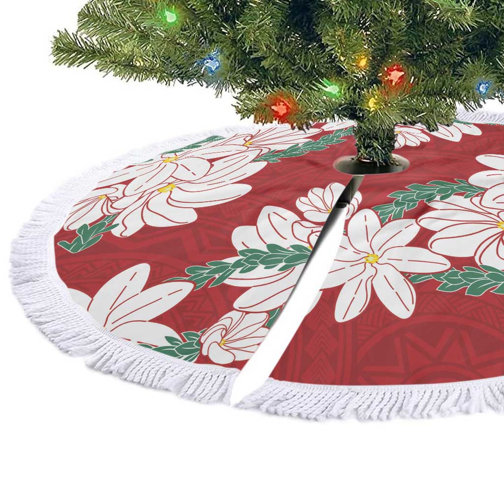 Ia Orana Tahiti Tiare Tree Skirt Crimson Lei - Polynesian Pride