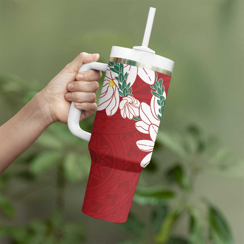 Ia Orana Tahiti Tiare Tumbler With Handle Crimson Lei - Polynesian Pride