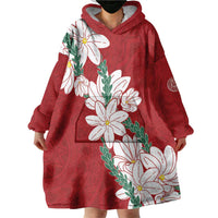 Ia Orana Tahiti Tiare Wearable Blanket Hoodie Crimson Lei - Polynesian Pride